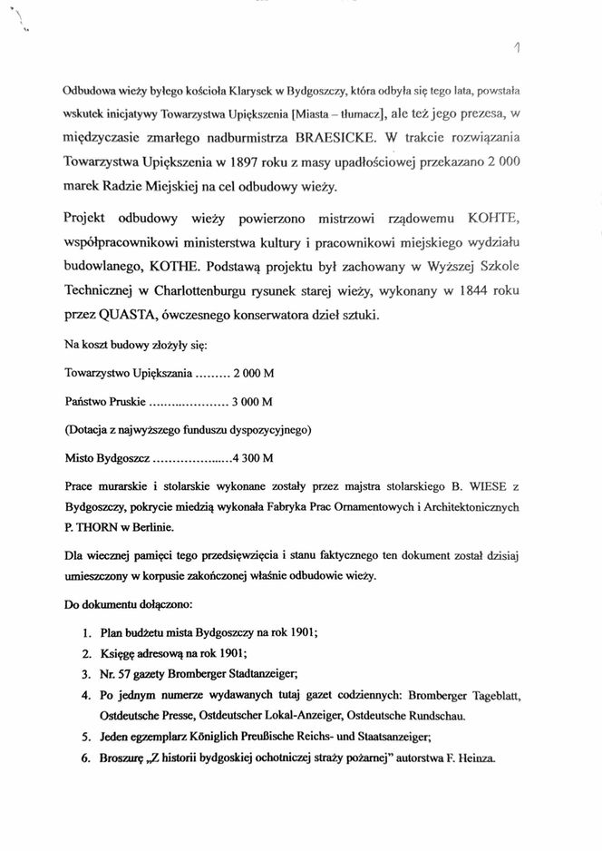 Spektakularne odkrycie podczas remontu kościoła Klarysek w Bydgoszczy. Burmistrz napisał to do nas niemieckim gotykiem 123 lata temu!