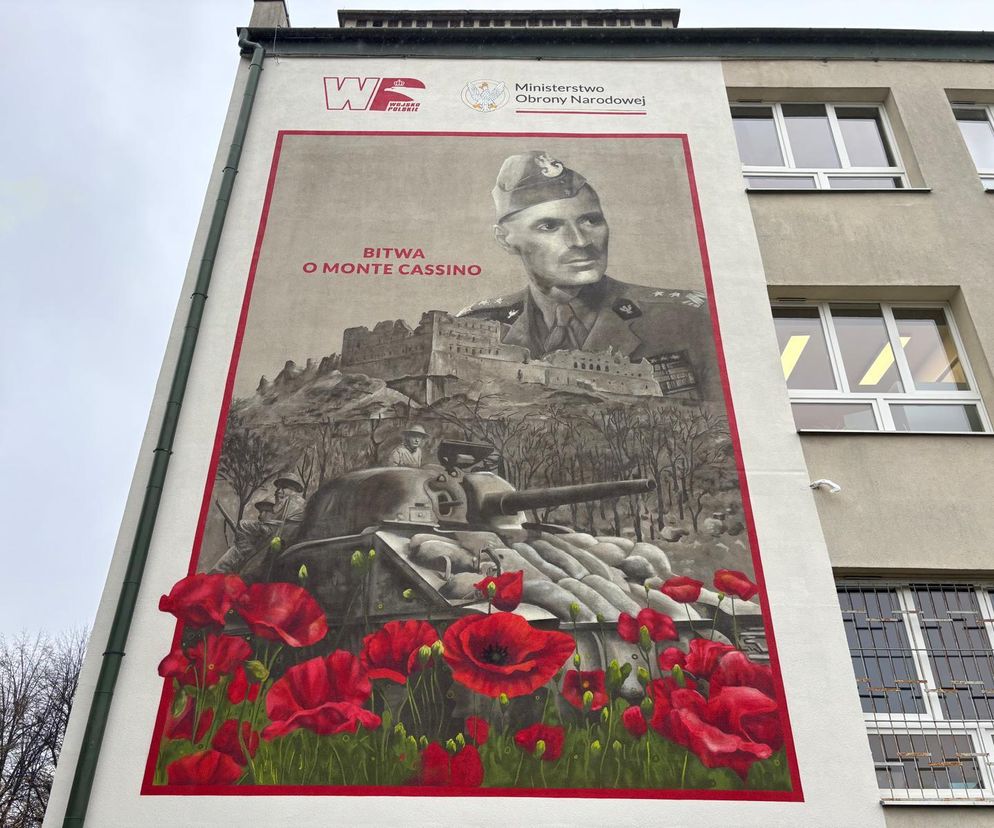 Mural poświęcony Bitwie o Monte Cassino pojawił się na jednej ze szkół w Nowym Sączu