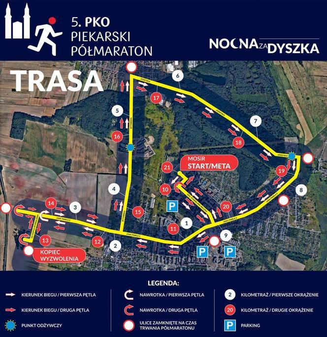 Trasa 5. PKO Piekarskiego Półmaratonu i Nocnej zaDyszki