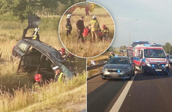 Wyleciał za barierki, ściął latarnię i dachował. Koszmarny wypadek na trasie S8. Nie żyje 38-letni mężczyzna