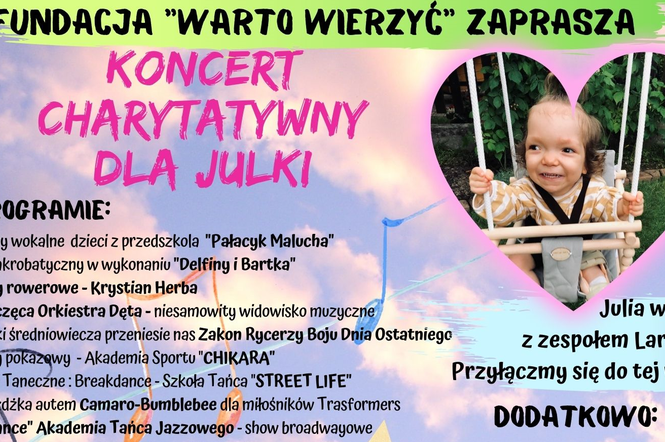 Rzeszów: 26 września koncert charytatywny dla Julki! Pomóżmy, bo liczy się każdy dzień!