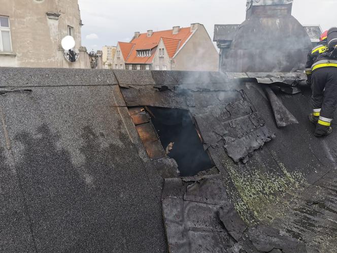 Pożar na poddaszu kamienicy w Toruniu. Akcja strażaków