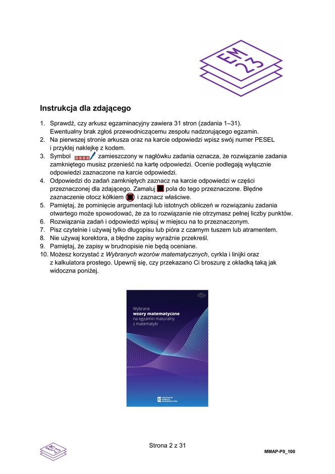 Matura poprawkowa  MATEMATYKA 2025- FORMUŁA 2023