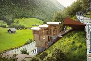 Nagradzani polscy architekci zbudowali dom w Szwajcarii. W środku mieszkania i przystanek autobusowy
