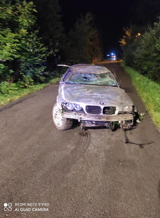Podkarpackie. BMW wypadło z drogi [ZDJĘCIA]