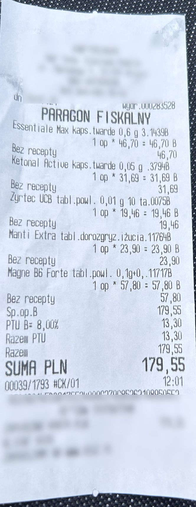 Paragony grozy z turystycznych aptek