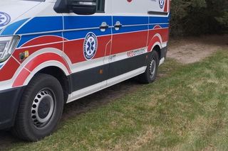 Kobieta spadła z konia pod Radomskiem. Strażacy nieśli ją na noszach 0,5 kilometra [ZDJĘCIA].