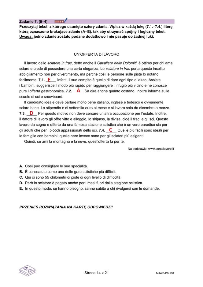 Matura 2025 włoski: ODPOWIEDZI do wszystkich zadań, gotowe rozwiązania matury z włoskiego - Formuła 2023 [7.05.2025]	