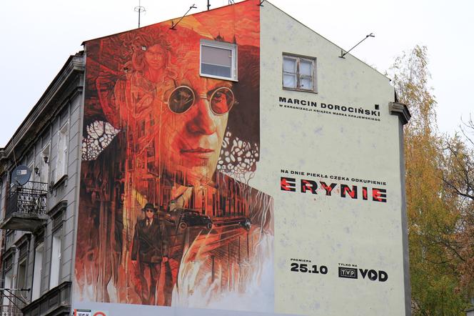 Mural promujący serial "Erynie"