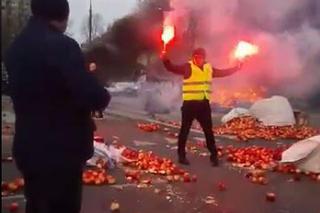 Protesty rolników w Warszawie. Palenie opon i świńskie łby na placu Zawiszy