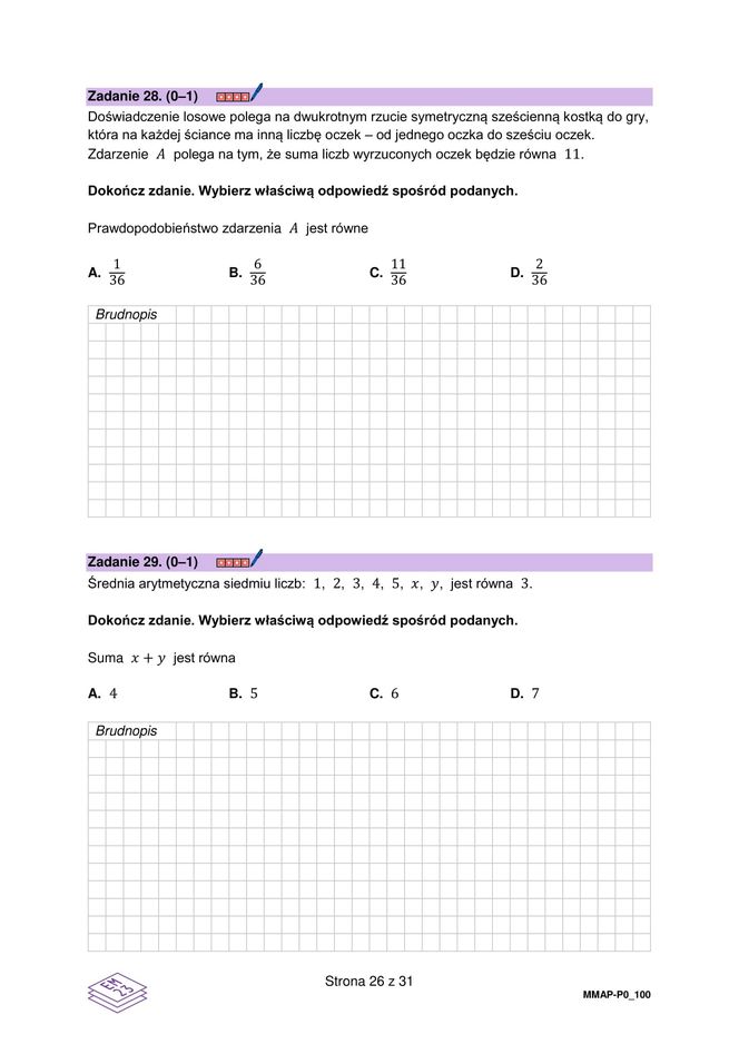 Arkusz maturalny - matura z matematyki 2025