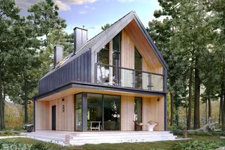 Projekt domu „Malutki”. Mały dom z poddaszem użytkowym w stylu nowoczesnej stodoły