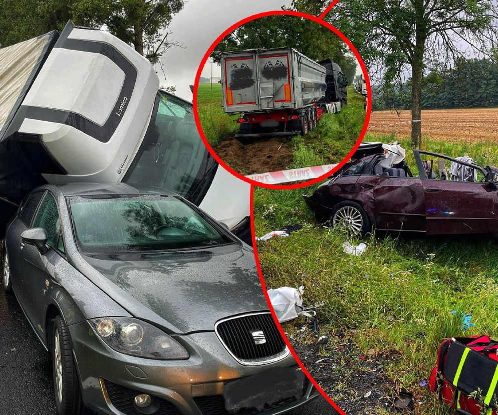 Karambol na DK 24 pod Międzyrzeczem. Zderzenie dwóch osobówek i dwóch ciężarówek