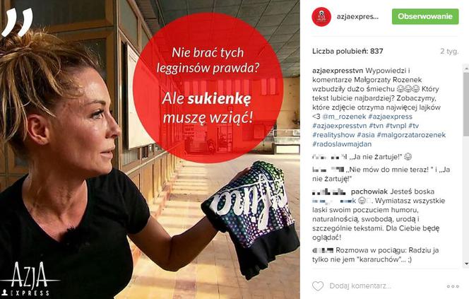 Małgorzata Rozenek w Azja Express - cytaty
