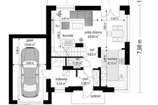 Projekt domu z poddaszem, tani w budowie - wizualizacje, rzuty