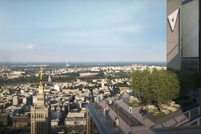 Tak będzie wyglądał park i taras widokowy na dachu Varso Tower. Niesamowita panorama na Warszawę