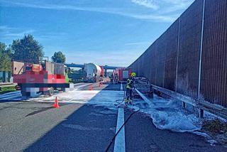 Pożar samochodu na autostradzie A4