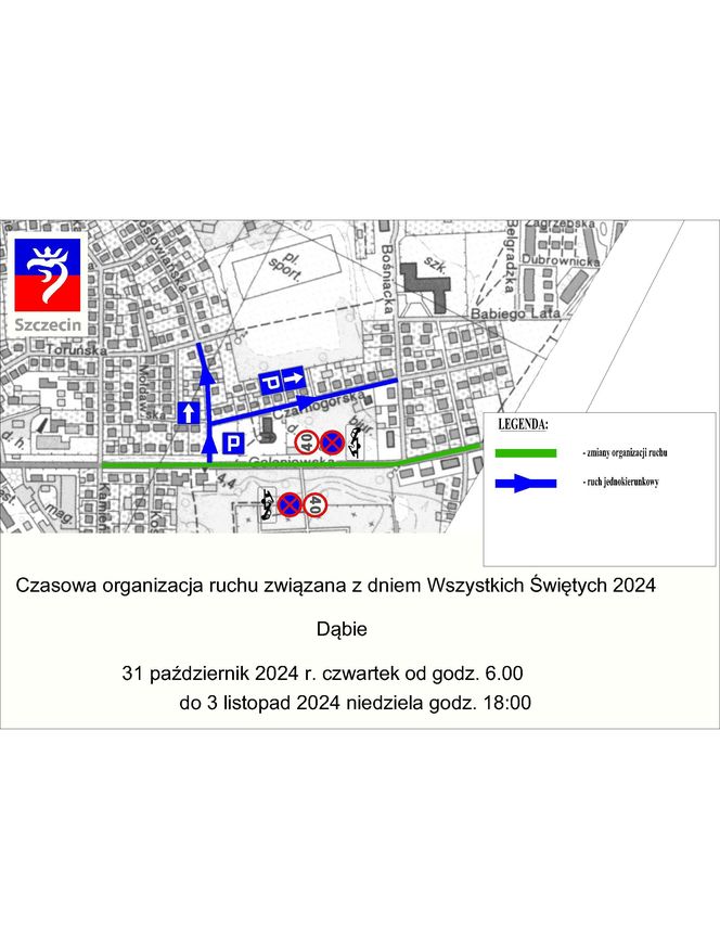 Zmiana organizacji ruchu na Wszystkich Świętych w Szczecinie