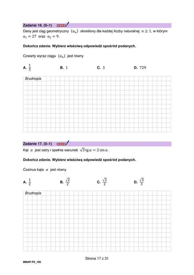 Arkusz maturalny - matura z matematyki 2025