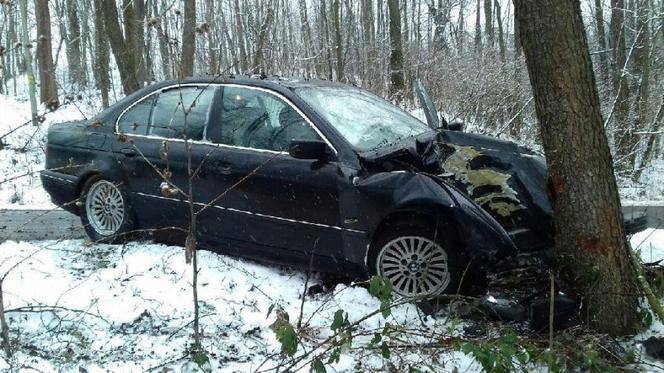 Pijany kierowca BMW uderzył w drzewo