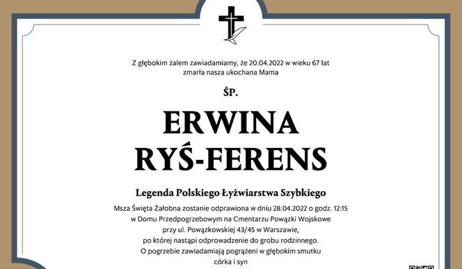 Klepsydra, łyżwiarstwo szybkie, Erwina Ryś-Ferens