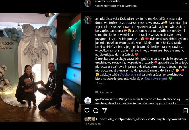 Roczek synka Anny Derbiszewskiej 