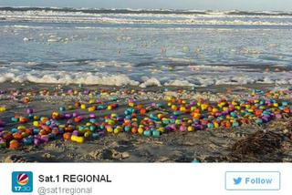 Tysiące jajek niespodzianek na plaży w Niemczech