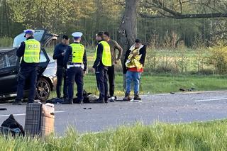 Reanimacja, dwie osoby walczą o życie. BMW roztrzaskało się o drzewo