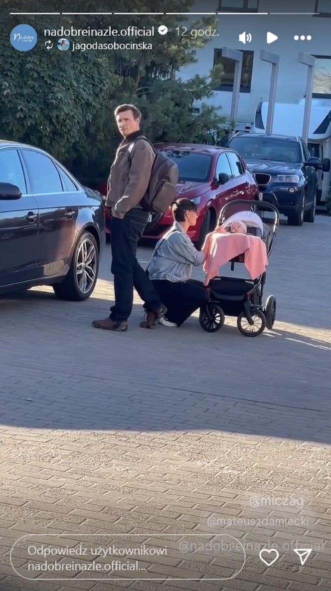 Na dobre i na złe. Blanka (Pola Gonciarz), jej córka Nina (Rita Sobocińska), Krzysztof Radwan (Mateusz Damięcki)