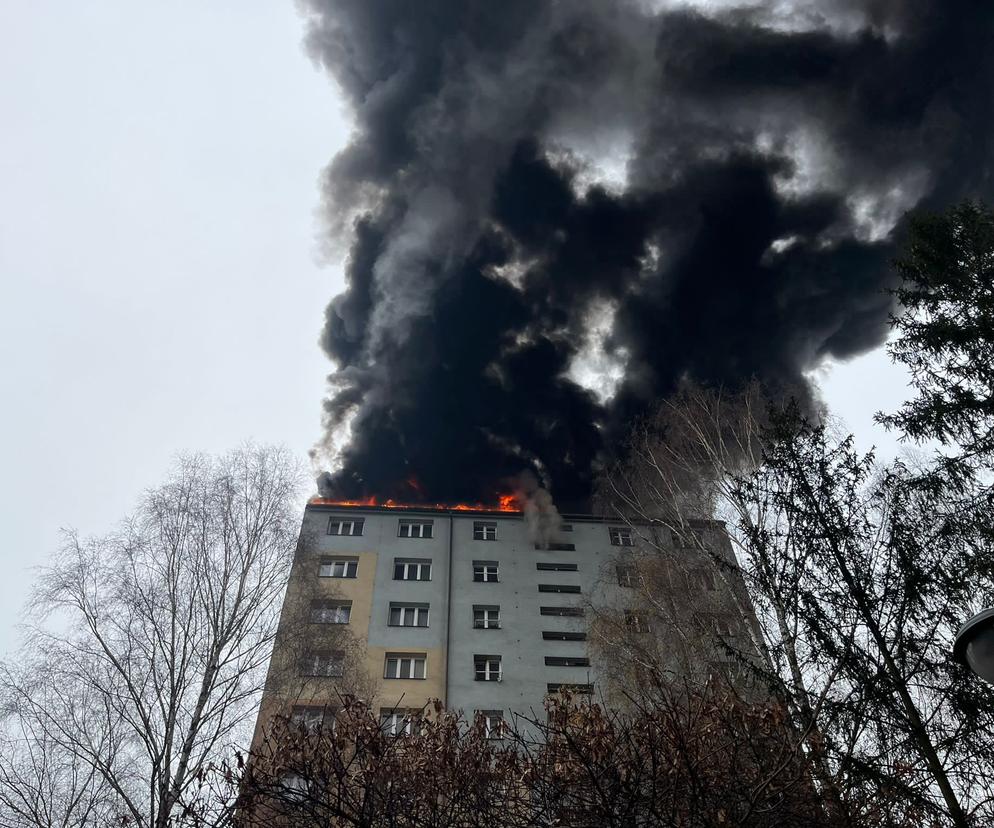 Pożar bloku w czeskim Cieszynie