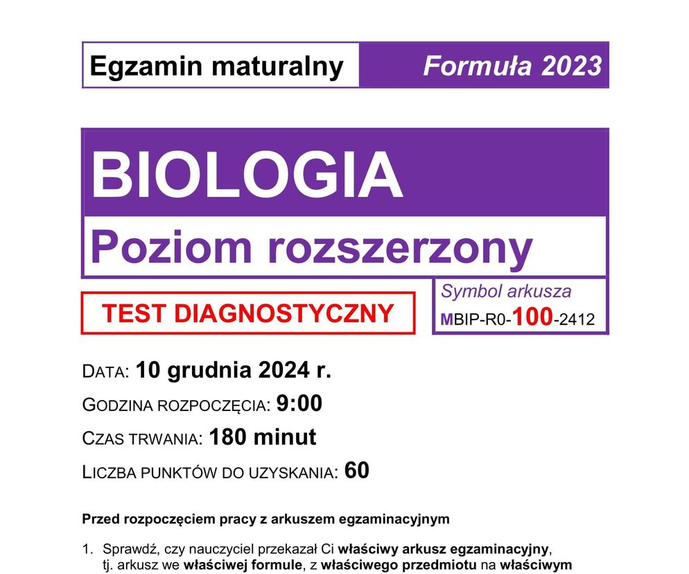 Matura próbna 2025: biologia rozszerzona. Odpowiedzi + arkusze CKE (10.12.24)