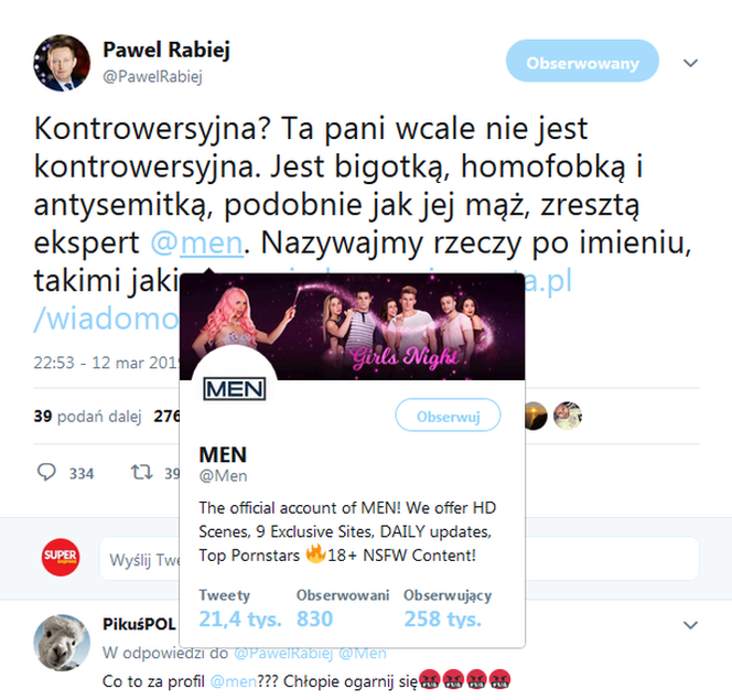 Paweł Rabiej i konto MEN na Twitterze