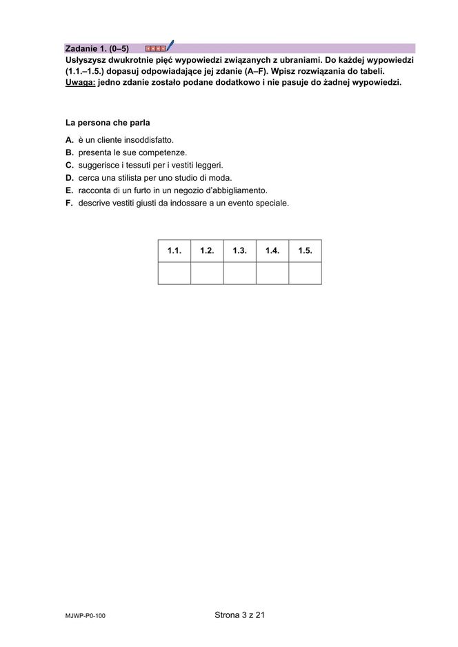 Matura 2025: włoski 7.05.2025. Arkusze CKE i odpowiedzi. Poziom podstawowy [Formuła 2023]	