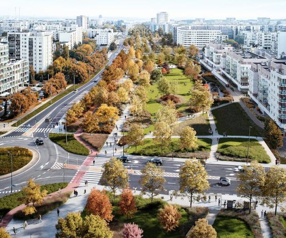 Wizualizacja parku linearnego nad Południową Obwodnicą Warszawy, Ursynów, Warszawa