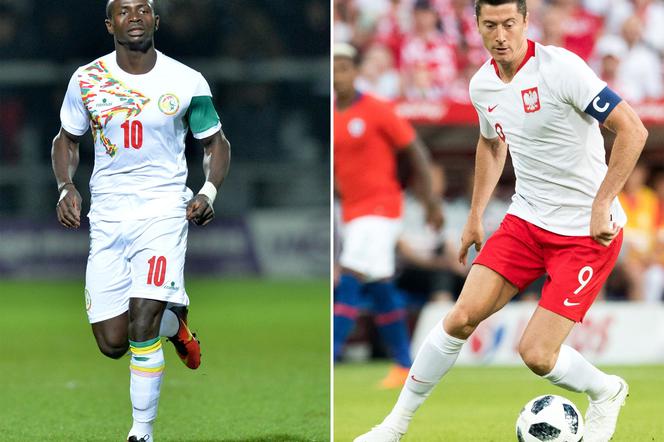 Mundial 2018 - mecz Polska Senegal - Sadio Mane i Robert Lewandowski