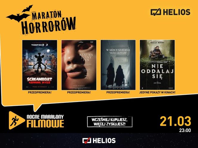 Nocny Maraton Horrorów w Heliosie już 21 marca. Zobaczymy aż cztery mrożące krew w żyłach filmy!