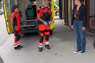 Na sygnale nowy sezon. Róża (Adrianna Jagiełło), Wiktor (Wojciech Kuliński), inspektor Urszula Krzaklewska (Małgorzata Tuszyńska) na planie