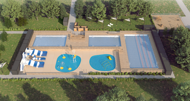 Projekt małego kompleksu otwartych basenów przy Moniuszki w Elblągu