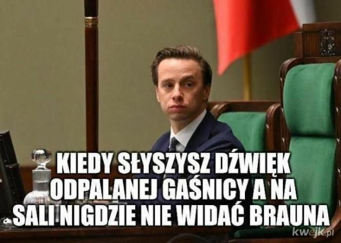 Najlepsze memy o Grzegorzu Braunie. Tak internet śmieje się z zachowania polityka