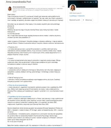 Anna Lewandowska na LinkedIn