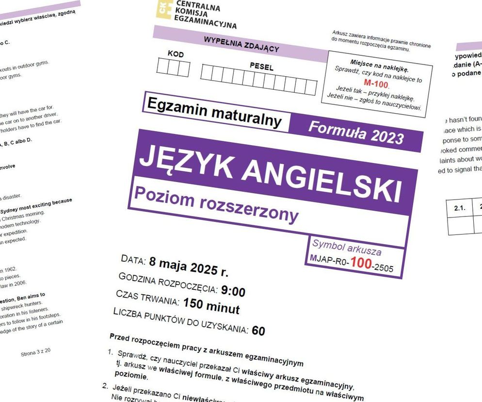 Matura 2025: angielski (poziom rozszerzony): tylko NOWA FORMUŁA 2023. Sprawdź, czy zdałeś. Wszystkie ODPOWIEDZI i arkusz CKE do pobrania