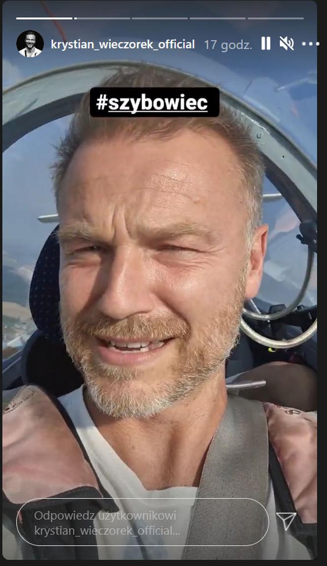 Krystian Wieczorek na Instagramie pokazał lot szybowcem
