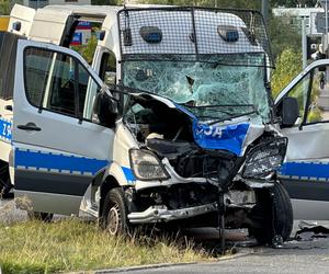 Betoniarka zderzyła się z radiowozem, 8 policjantów trafiło do szpitali