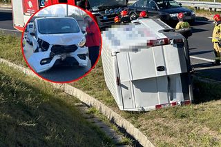 Pechowy dzień w Warszawie. Rozbite furgonetki przy lotnisku i na S8