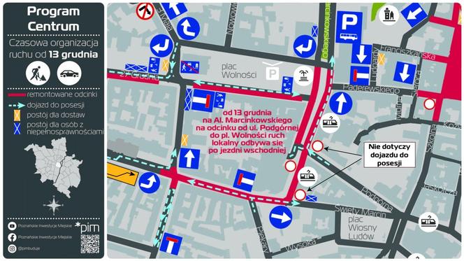 Schemat czasowej organizacji ruchu w centrum od 13 grudnia