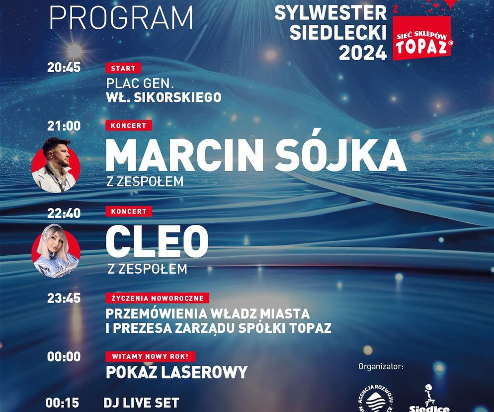 Koncerty Cleo i Marcina Sójki już 31 grudnia podczas Sylwestra Siedleckiego z Topazem