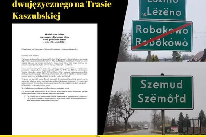 Ministerstwo nie zgadza się na ustawienie dwujęzycznych tablic na Trasie Kaszubskiej