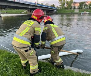 Tajemniczy wyciek w Wiśle, w rejonie mostu Grunwaldzkiego. Musiały interweniować służby