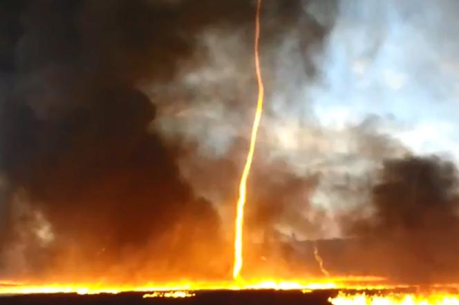 Ogniste tornado - przerażający widok zaskoczył strażaków!