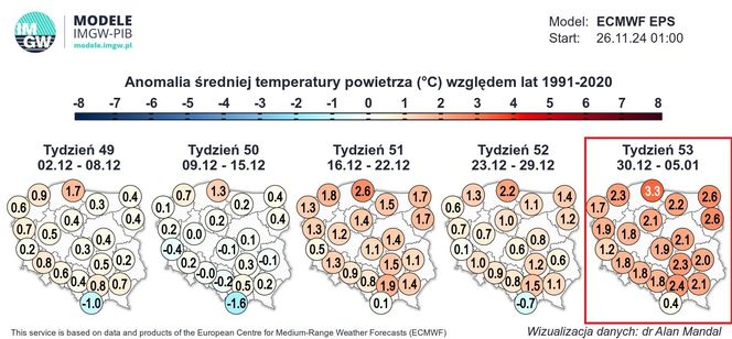 Temperatura na Boże Narodzenie 2024